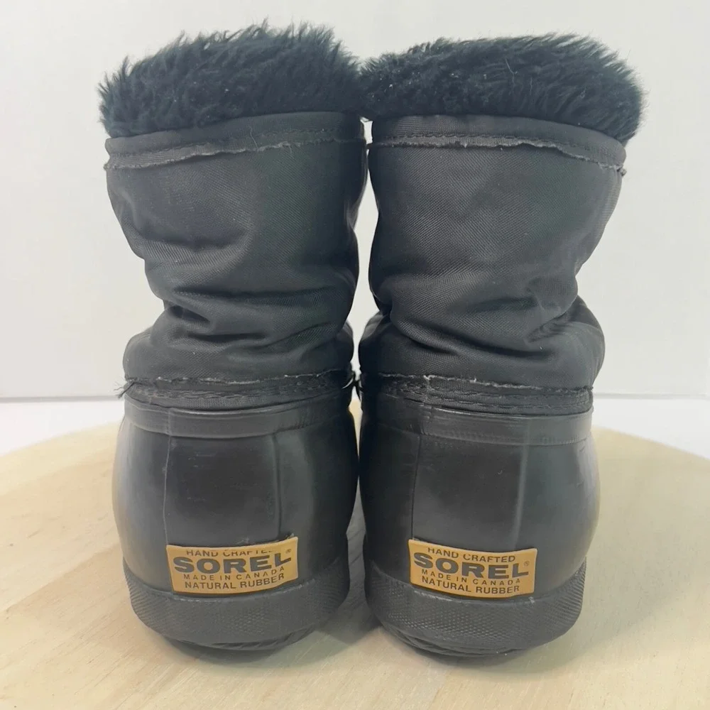 Sorel Kaufman Canada Womens Boots Winter Black Fur Lined Insulated Waterproof 10